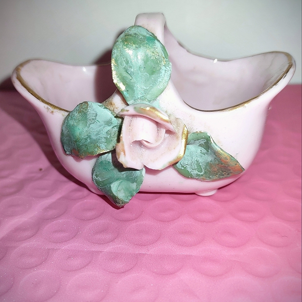 Pink Rose Ceramic Basket - Japan